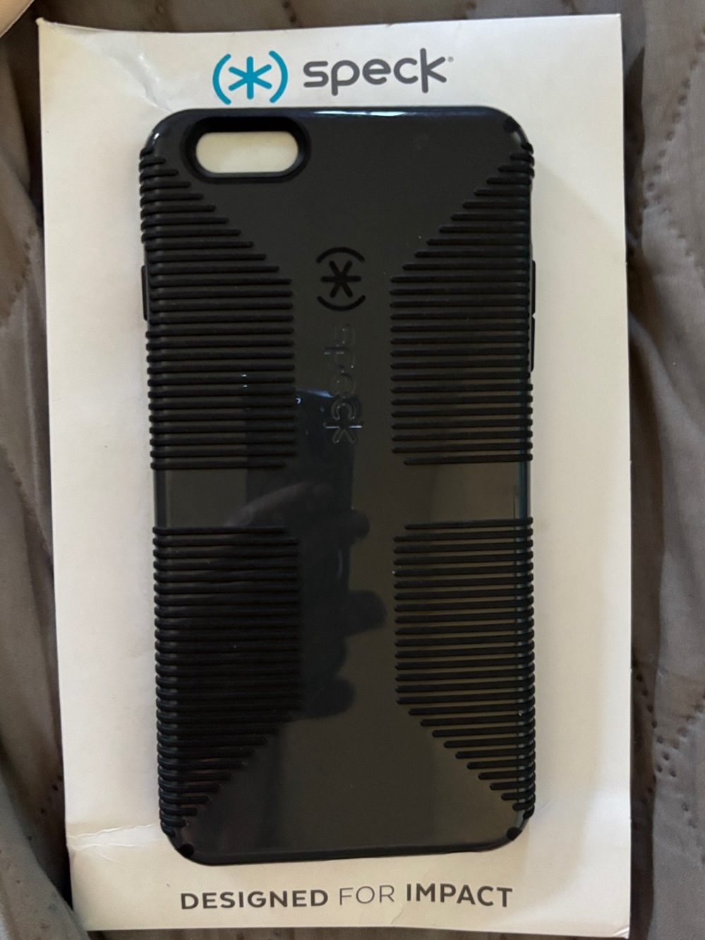 Apple IPhone 6 Plus Speck Black Ribbed Grip Protective Phone Case